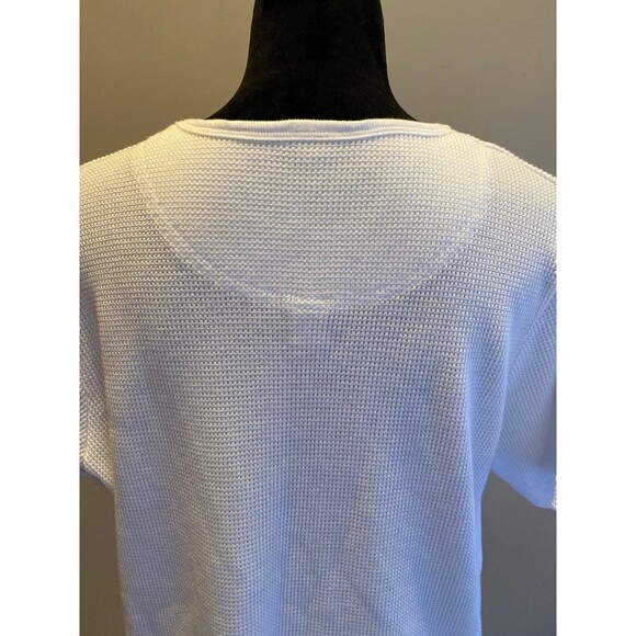 LA Blues Womens Top White Size 18-20 Shirt Stretches Henley  Fabric Short Sleeve - Picture 6 of 11